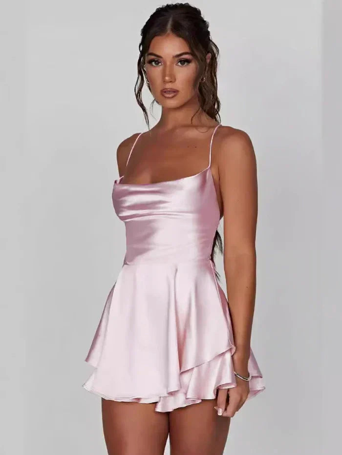 Alizée | Solid Color Backless Dress with Straps