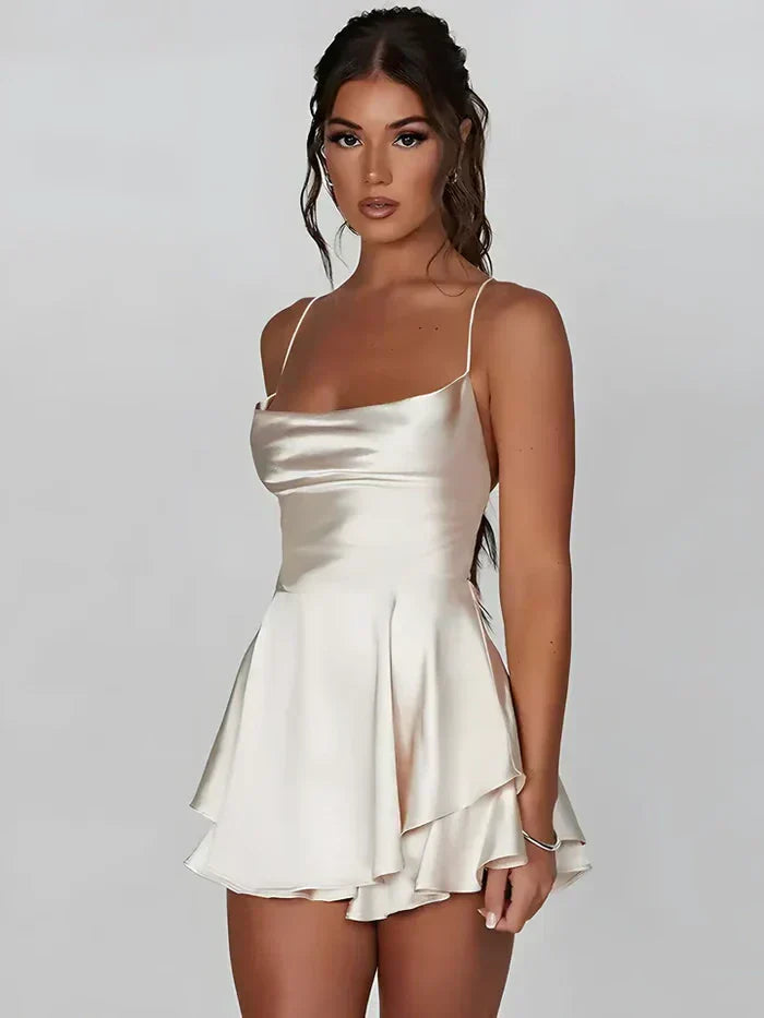 Alizée | Solid Color Backless Dress with Straps