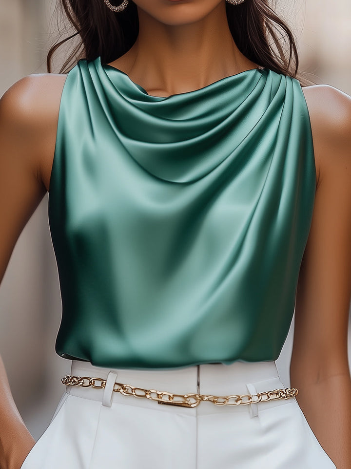 Mila Milano™ | Teal Satin Blouse