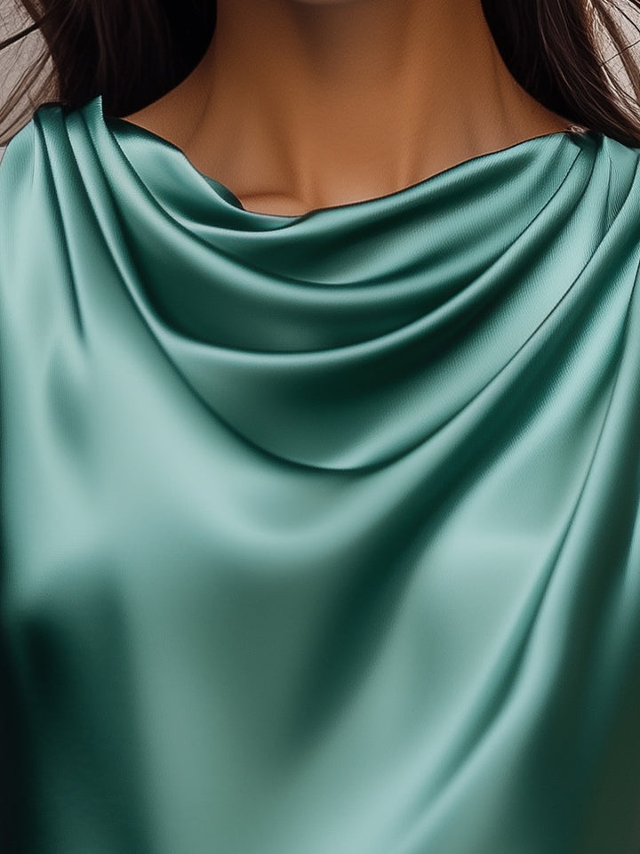 Mila Milano™ | Teal Satin Blouse