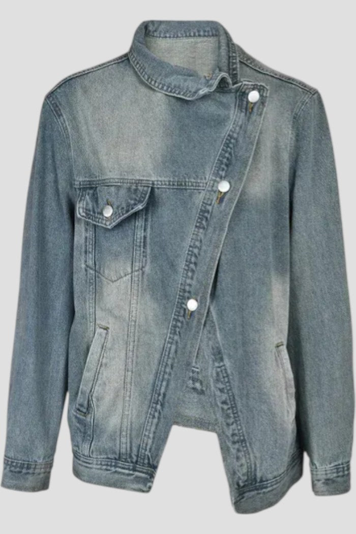 Nola™ - Feminique Chic Asymmetric Denim Jacket