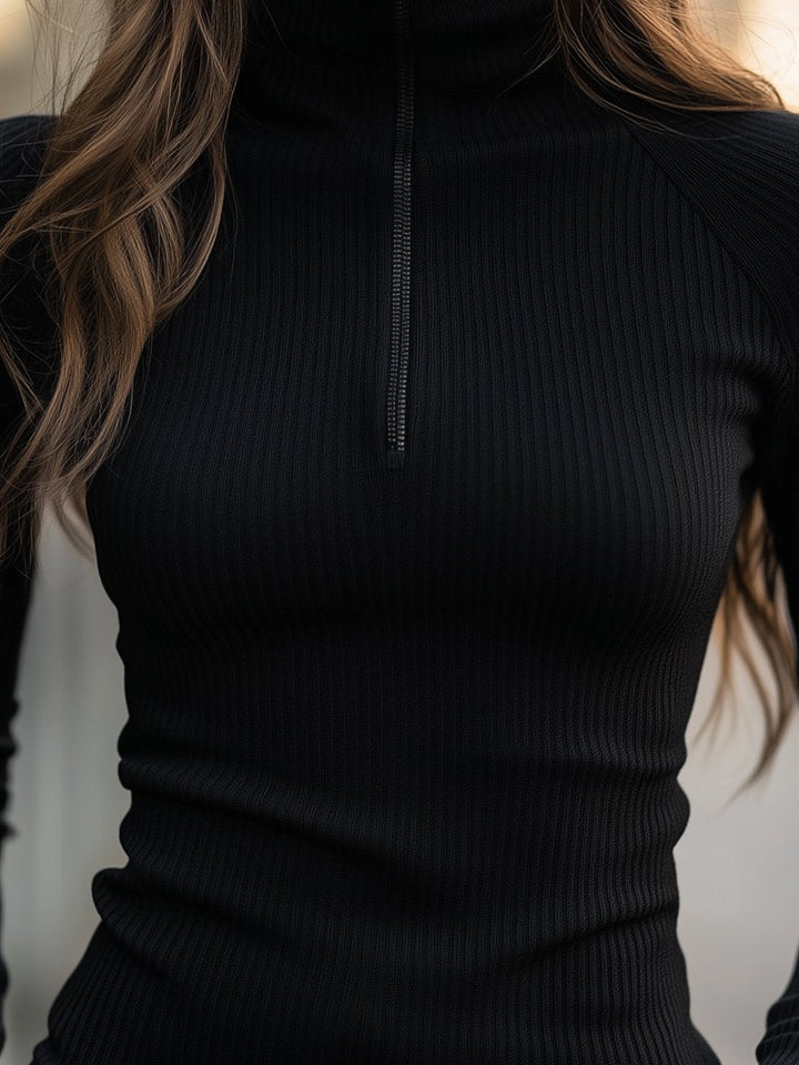 Mila Milano™ | Black Ribbed Turtleneck