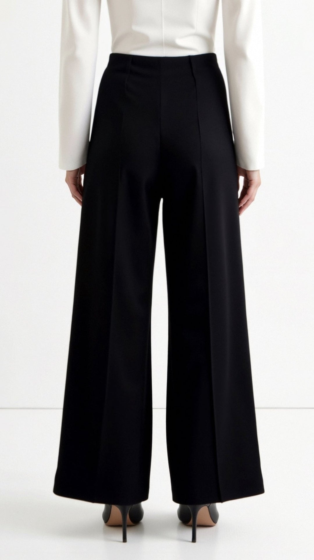 Brooke White Mid Waist Baggy Trousers