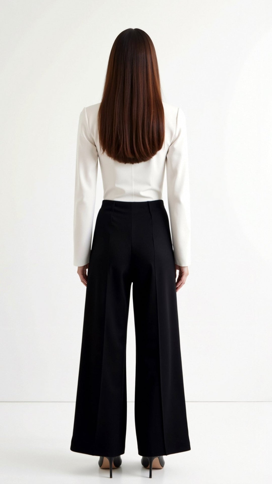 Brooke White Mid Waist Baggy Trousers