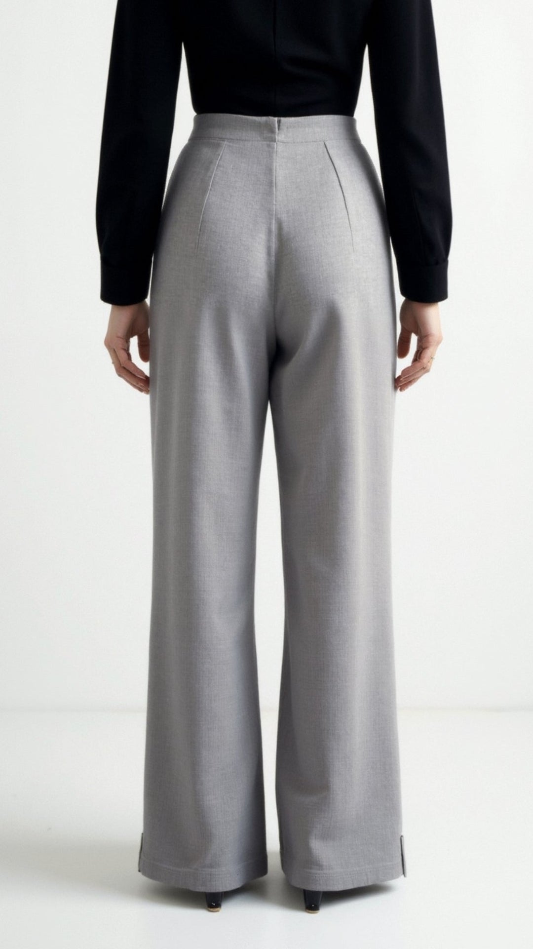 Brooke White Mid Waist Baggy Trousers