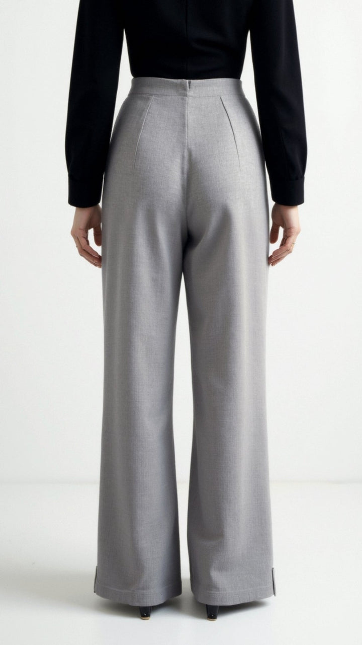 Brooke White Mid Waist Baggy Trousers