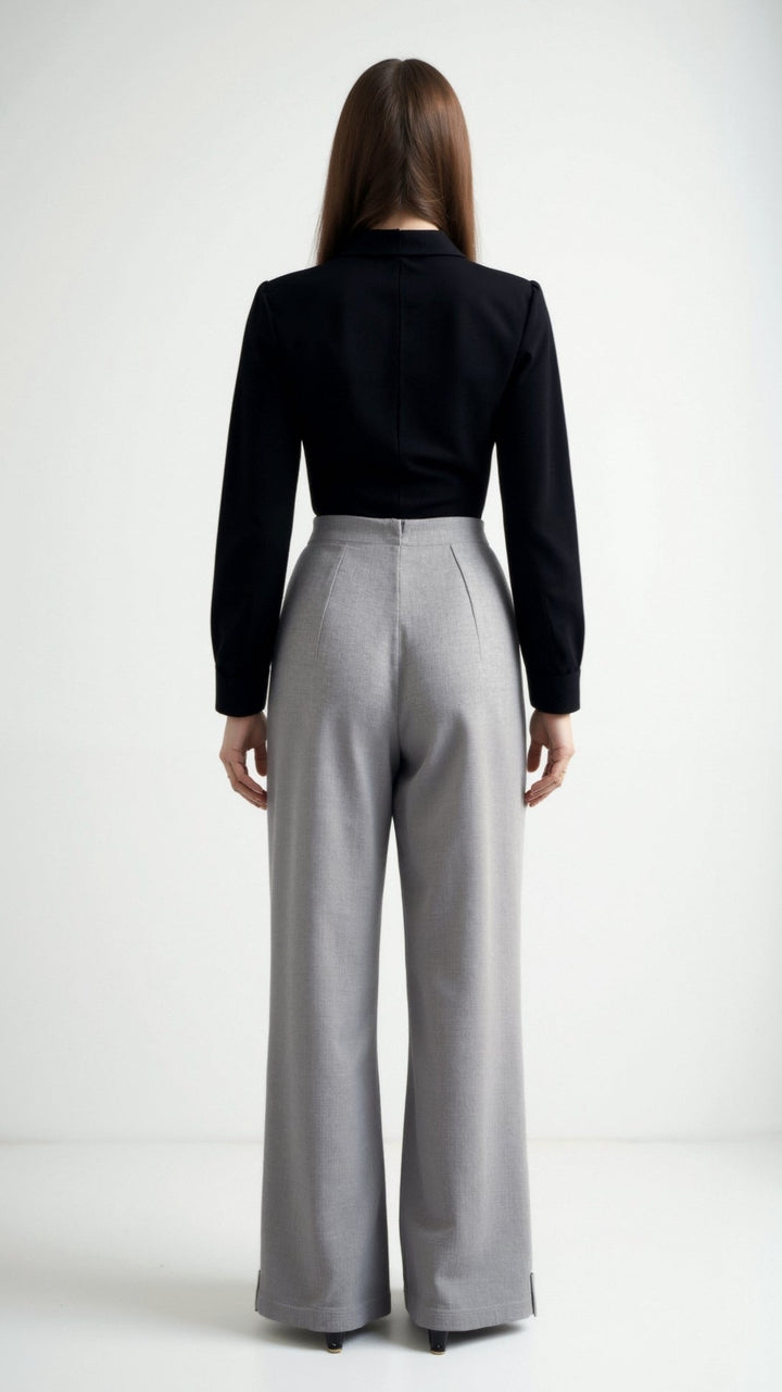 Brooke White Mid Waist Baggy Trousers