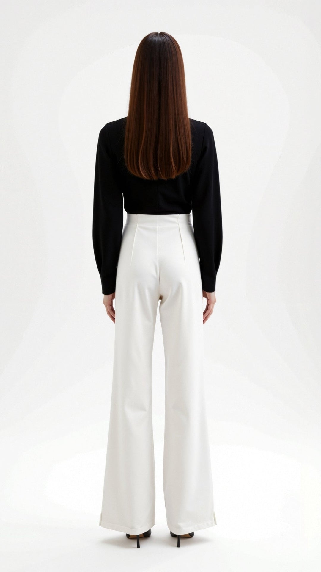 Brooke White Mid Waist Baggy Trousers