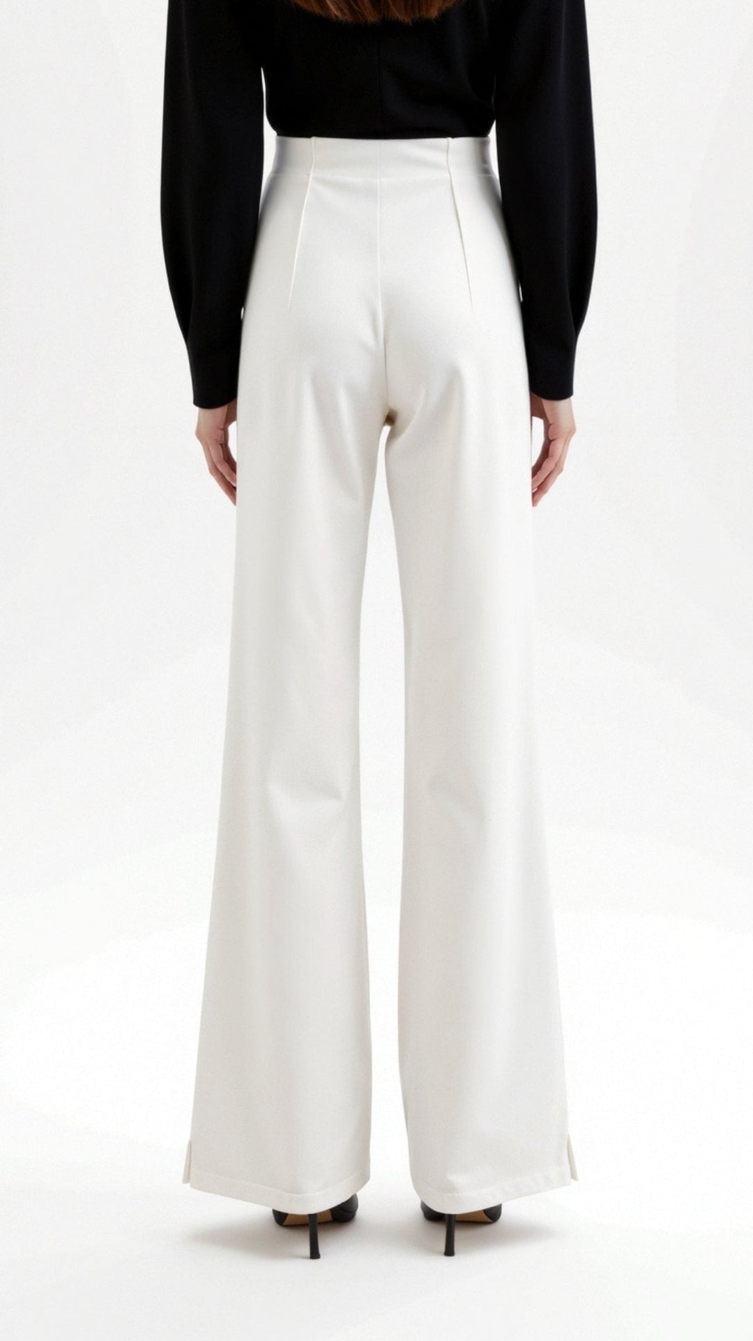 Brooke White Mid Waist Baggy Trousers