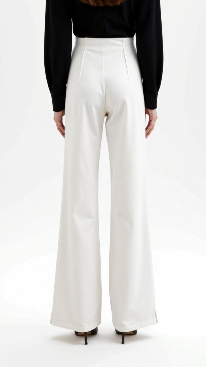 Brooke White Mid Waist Baggy Trousers