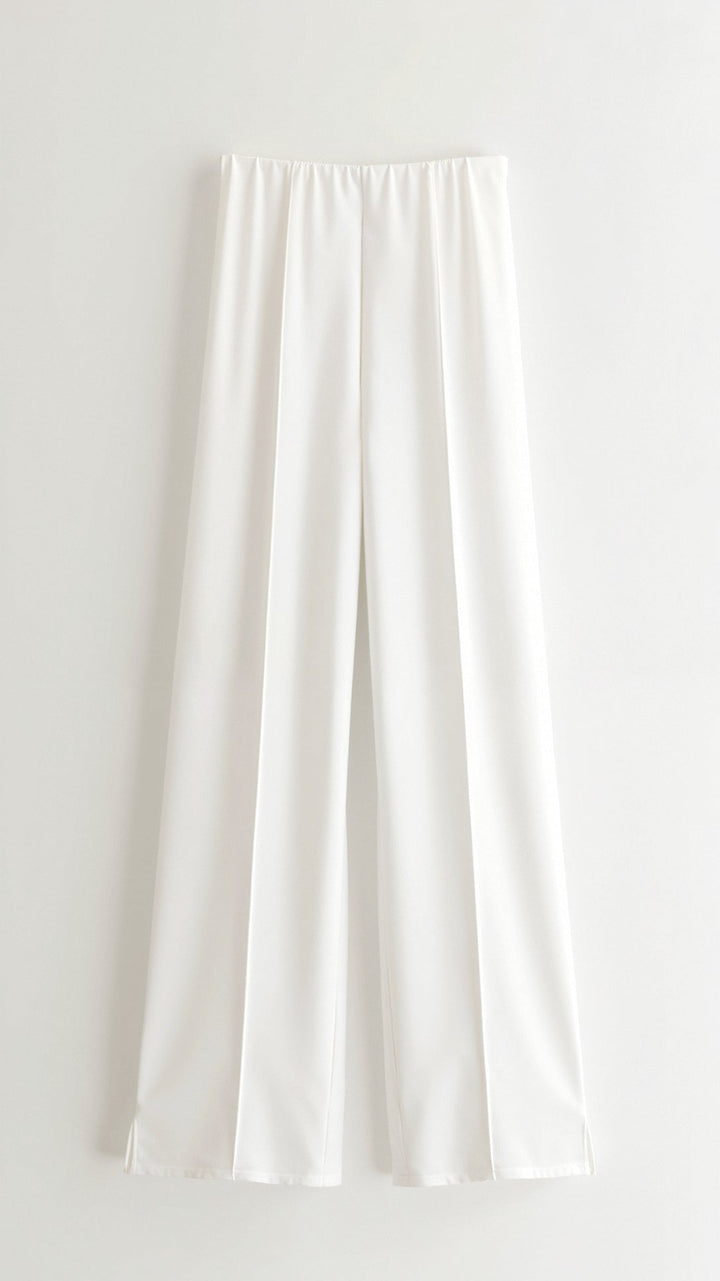 Brooke White Mid Waist Baggy Trousers