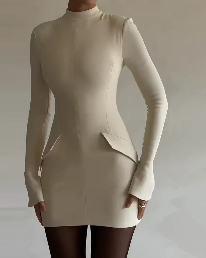 Lena | Short Solid Color Dress with Long Sleeves